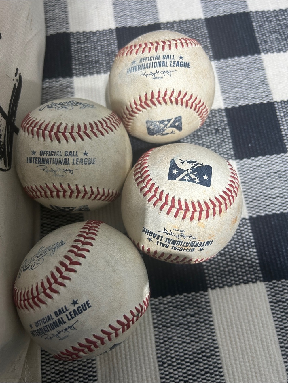 International League Rawlings Official Baseballs Red Stitching Blue Logos (Set)